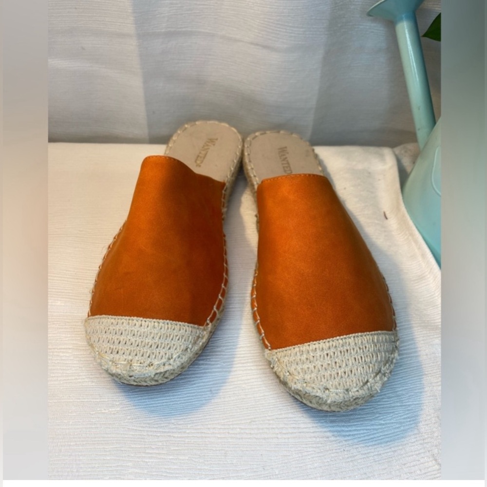 Wanted Womens Baroness Orange Espadrille Mule Shoes Leather Slip Ons size 11